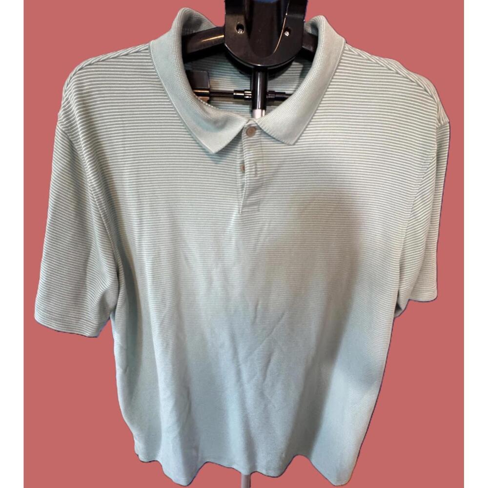 Van Heusen Green Striped Polo Shirt Men's Size XL